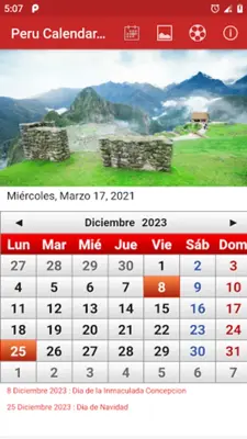 Peru Calendario 2022 android App screenshot 0